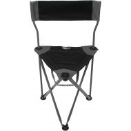Travel Chair Ultimate Slacker 2.0, Small Folding Tripod Chair with Back for Outdoor Adventures, Portable Stool-Chair, Black