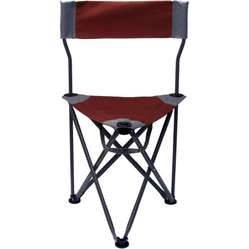  Travel Chair Ultimate Slacker 2.0, Small Folding Tripod Chair with Back for Outdoor Adventures, Portable Stool-Chair, Red