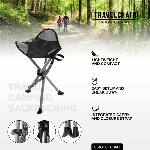  TravelChair Original and Big Slacker Chair, Super Compact, Folding Tripod Camping Stool
