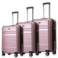Travel Joy Luggage Set Expandable Premium Carbon Fiber Suitcase 3 Piece Set TSA Lightweight Spinner Carry On Luggage ROSY GOLD