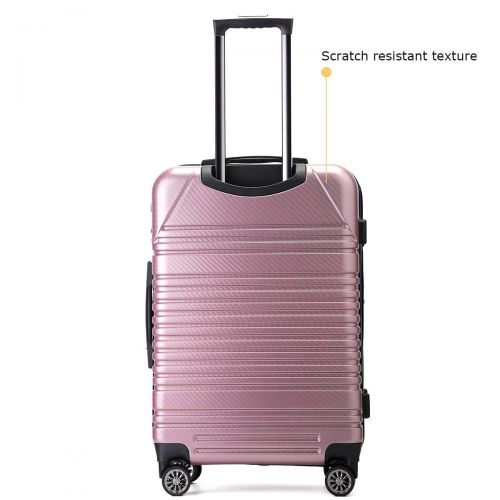 Travel Joy Luggage Set Expandable Premium Carbon Fiber Suitcase 3 Piece Set TSA Lightweight Spinner Carry On Luggage ROSY GOLD