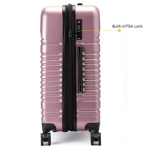  Travel Joy Luggage Set Expandable Premium Carbon Fiber Suitcase 3 Piece Set TSA Lightweight Spinner Carry On Luggage ROSY GOLD