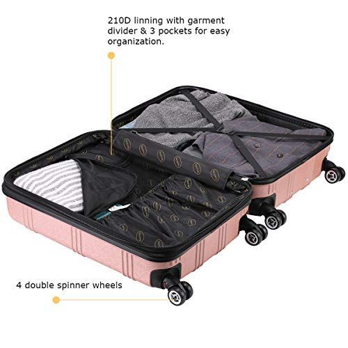  Travel Joy Expandable Spinner Luggage Set,TSA lightweight Hardside Luggage Sets, 20 2428 inches Carry On Luggage (ROSY GOLD-1, 1 pc carryon (20))