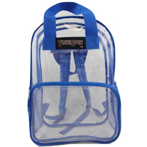  Travel Sport Transparent See Through Clear 17 Large School Backpack (Royal Blue)