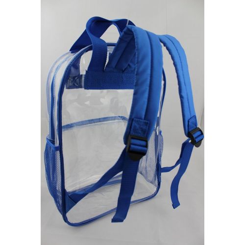  Travel Sport Transparent See Through Clear 17 Large School Backpack (Royal Blue)
