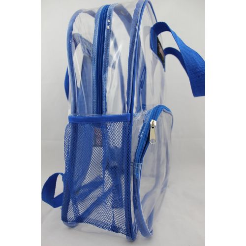  Travel Sport Transparent See Through Clear 17 Large School Backpack (Royal Blue)