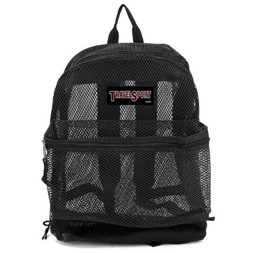  Travel Sport Transparent See Through Mesh Backpack/ School Bag (Black)