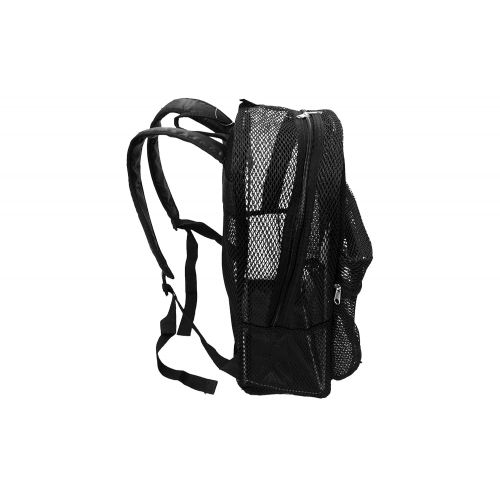  Travel Sport Transparent See Through Mesh Backpack/ School Bag (Black)