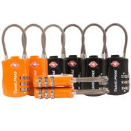 TravelMore 8 Pack TSA Approved Travel Combination Cable Luggage Locks for Suitcases - 4 Black & 4 Orange