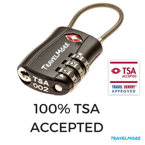  TravelMore 8 Pack TSA Approved Travel Combination Cable Luggage Locks for Suitcases - 4 Black & 4 Orange