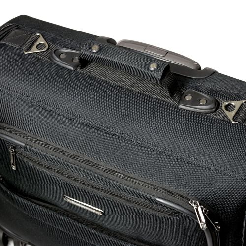  Traveler's Choice Traveler’s Choice 21-inch Carry-on Softside Durable EVA Molded Ballistic Fabric 8-Wheel Spinner Garment Bag Luggage Suitcase, Black