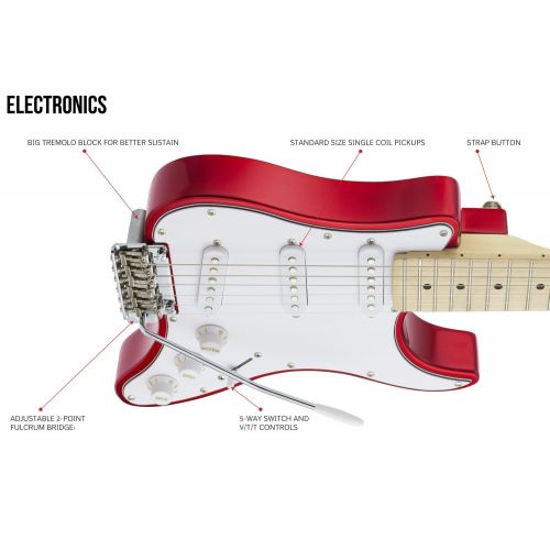  Traveler Guitar 6 String Travelcaster Deluxe (Candy Apple Red) Electric, Right Handed (TCD CARMT