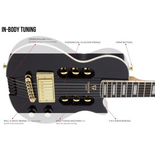  Traveler Guitar 6 String EG-1 Custom (Gloss Black), Right (EG1C BKG