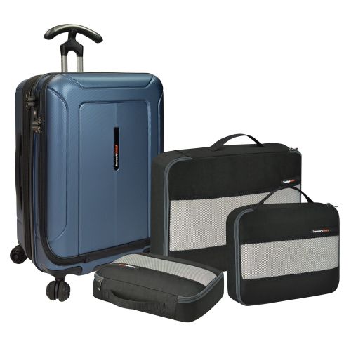  Travelers Choice Traveler’s Choice Barcelona 100% Polycarbonate Durable Hardshell Expandable Front Opening Dual Cyclone Wheels 22-inch Carry-On Spinner Luggage Suitcase, Navy