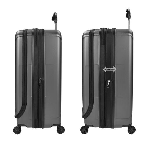  Travelers Choice Traveler’s Choice Barcelona 100% Polycarbonate Durable Hardshell Expandable Front Opening Dual Cyclone Wheels 30-inch Large Checked Spinner Luggage Suitcase, Gray