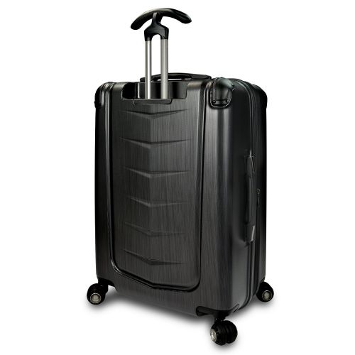  Travelers Choice Traveler’s Choice Silverwood 100% Polycarbonate Durable Hardshell Expandable Dual Cyclone Wheels 26-inch Medium Checked Spinner Luggage Suitcase, Brushed Metal