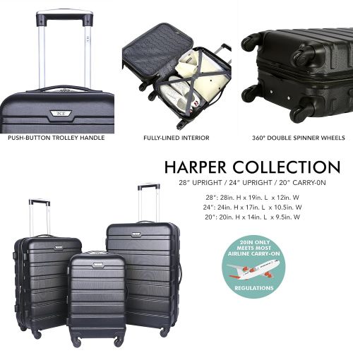  Travelers Club Luggage 3-Piece Expandable Hardsided 2-in-1, Black Luggage Set One Size