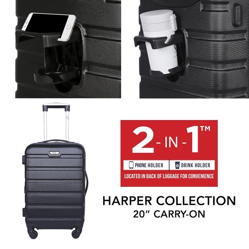  Travelers Club Luggage 3-Piece Expandable Hardsided 2-in-1, Black Luggage Set One Size