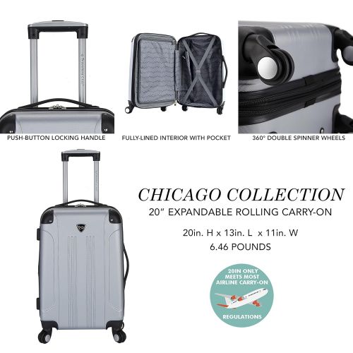  Travelers Club Luggage Chicago 20 Hardside Expandable Carry-on Spinner, Black