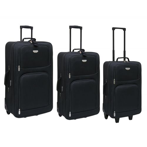  Travelers Club 3 Piece Expandable Genova Collection Travelers Value Set with 29 Large Rolling Upright, 26 Suitcase, and 20 Carry-On Luggage, Black Color Option