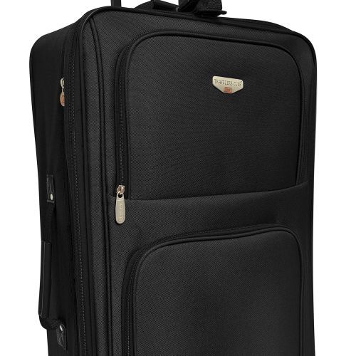  Travelers Club 3 Piece Expandable Genova Collection Travelers Value Set with 29 Large Rolling Upright, 26 Suitcase, and 20 Carry-On Luggage, Black Color Option
