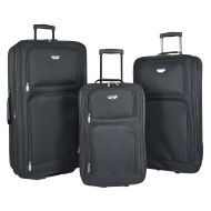 Travelers Club 3 Piece Expandable Genova Collection Travelers Value Set with 29 Large Rolling Upright, 26 Suitcase, and 20 Carry-On Luggage, Navy Blue Color Option