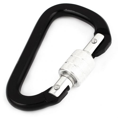  Traveling Fishing Spring Load Screw Lock Clip Carabiner Hook Black 10cm Long by Unique Bargains