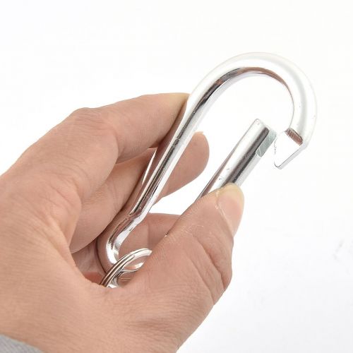  Traveling Fishing Spring Load Carabiner Hook Keychain Holder Silver Tone 10pcs by Unique Bargains