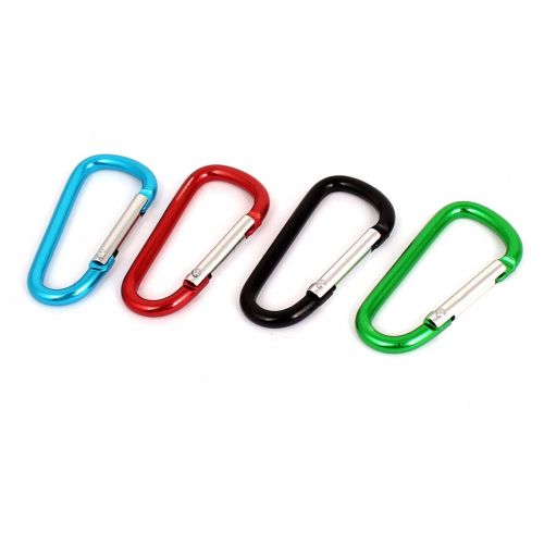  Travelling Camping Hiking Clip Hook D-Ring Keychain Carabiner 4Pcs Multicolor by Unique Bargains