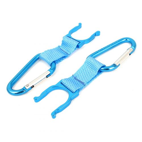  Travelling Aluminum Carabiner Belt Clip Water Bottle Buckle Holder Teal 2PCS by Unique Bargains