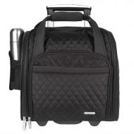 Travelon Luggage Wheeled Underseat Carry-on with Back-up Bag in Quilted Microfiber, Chocolate