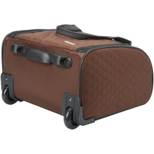  Travelon Luggage Wheeled Underseat Carry-on with Back-up Bag in Quilted Microfiber, Chocolate