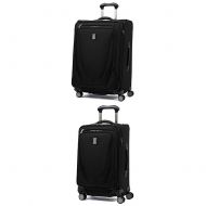 Travelpro Luggage Crew 11 25 Expandable Spinner Suitcase w/Suiter + 20 Carry-On Spinner (Black)