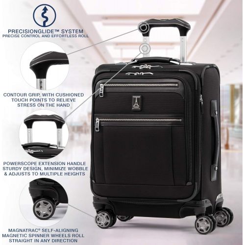  Travelpro Platinum Elite-Softside Expandable Spinner Wheel Luggage, Shadow Black, Carry-On 19-Inch