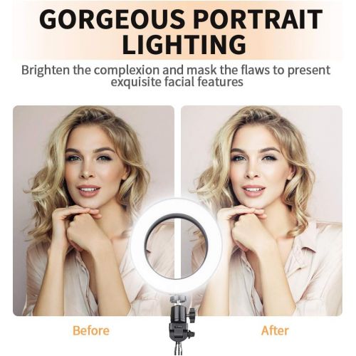  [아마존베스트]Travor 6-inch Dimmable LED Selfie Ring Light with Adjustable Stand with Remote Control, 3 Modes and 11-Level Brightness for YouTube Makeup Photography Shooting