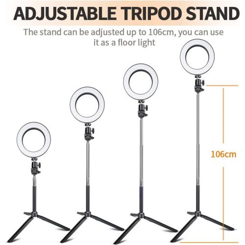  [아마존베스트]Travor 6-inch Dimmable LED Selfie Ring Light with Adjustable Stand with Remote Control, 3 Modes and 11-Level Brightness for YouTube Makeup Photography Shooting