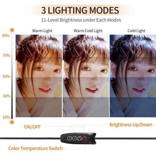  [아마존베스트]Travor 6-inch Dimmable LED Selfie Ring Light with Adjustable Stand with Remote Control, 3 Modes and 11-Level Brightness for YouTube Makeup Photography Shooting