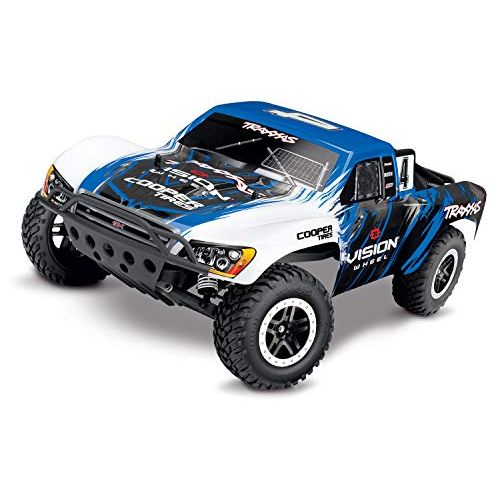 트랙사스 Traxxas Slash 1/10 Scale 2WD Short Course Racing Truck with TQ 2.4 GHz Radio System, Blue/White