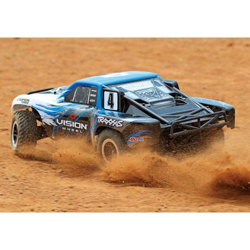 트랙사스 Traxxas Slash 1/10 Scale 2WD Short Course Racing Truck with TQ 2.4 GHz Radio System, Blue/White