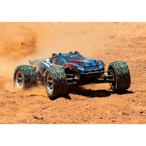 트랙사스 Traxxas Rustler 4x4 VXL, RC Truck, 65+ mph, Red Yellow