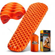 Trazon Camping Sleeping Pad - Mat, (Large), Ultralight Best Sleeping Pads for Backpacking, Hiking Air Mattress - Lightweight, Inflatable & Compact, Camp Sleep Pad (Orange)