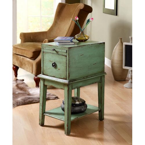  Treasure Trove Accents Chairside Chest, Weathered and Distressed Green Finish