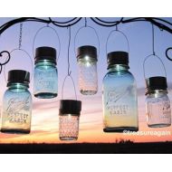 Treasureagain Garden Solar Jar Lights 6 Mason Jar Solar LIDS Garden Decor, Weddings, Outdoor Garden Lighting, Hanging Mason Jar Light LIDS ONLY, No Jars