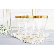 /Treasuresfromtheuk Set of 6 Fostoria Gold Encrusted Iced Tea Glasses | Gold Glasses, Fostoria Iced Tea Glasses, Vintage Glasses, Pretty Glasses, Juice Glasses