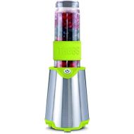 Trebs Smoothie to go Mixer und 2x 570ml Trinkbecher, praktisch fuer unterwegs, aus rostfreiem Edelstahl, leistungsstarke 300 Watt, gruen und silber