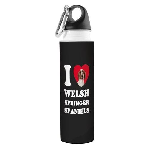  Tree-Free Greetings VB49138 I Heart Welsh Springer Spaniels Artful Traveler Stainless Water Bottle, 18-Ounce