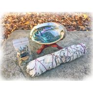 /TreeOfLifeApothecary White Sage Smudge Wand 8, with Abalone Shell, Stand, and FREE sample blend