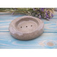 /TreeOfLifeIsrael Set of Grey Rock Soap Dish made with stoneware ceramic and natural soap, handmade Israeli gift set inspired by river pebbles and nature