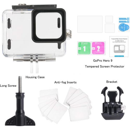  [아마존베스트]Trehapuva Waterproof Housing Case with Tempered Glass Screen Protector for GoPro Hero 9 Black, 45M/148FT Underwater Protective Dive Case Shell for Go Pro Hero9 Camera Accessories