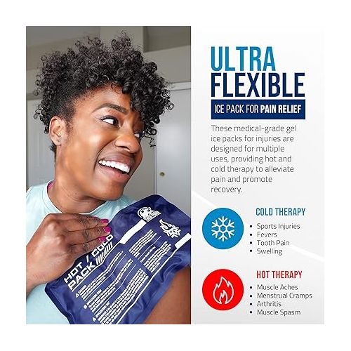 트렉 Flexible Ice Pack for Pain Relief - Reusable Gel Pack for Knee, Shoulder, Ankle, Back, and More - Bendable for Customized Comfort